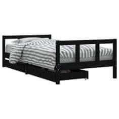 Vidaxl Dětská postel se zásuvkami černá 90x190 cm masivní borové dřevo