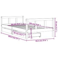 Vidaxl Dětská postel se zásuvkami bílá 90x190 cm masivní borové dřevo