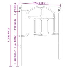 Greatstore Kovové čelo postele bílé 75 cm