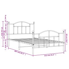 Vidaxl Kovový rám postele s hlavovým a nožním čelem bílý 107 x 203 cm