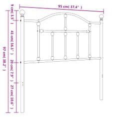 Vidaxl Kovové čelo postele bílé 90 cm