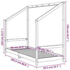 Greatstore Dětská postel černá 80 x 200 cm masivní borové dřevo