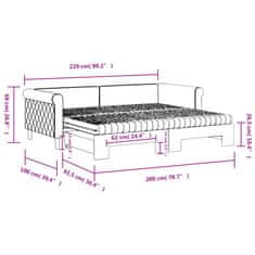 Vidaxl Válenda s přistýlkou a matracemi modrá 90 x 200 cm samet