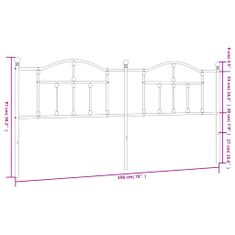 Vidaxl Kovové čelo postele černé 193 cm