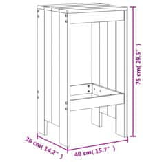 Vidaxl Barové stoličky 2 ks černé 40 x 36 x 75 cm masivní borové dřevo