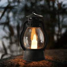 KN Dekorační oválná lucerna s LED svíčkou (černá)