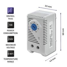 Qoltec Uzavírací termostat 10A | DIN 35