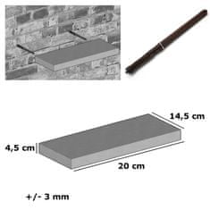 Moderix Rustikální Dřevěná Silná Závěsná Nástěnná Police Starožitná Šedá, 14.5 cm, 20 cm