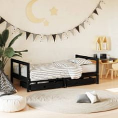 Vidaxl vidaXL Rám dětské postele se zásuvkami, černá, 80x160 cm, borovice