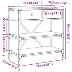 Vidaxl Konzolový stolek šedý sonoma 75 x 34,5 x 75 cm kompozitní dřevo