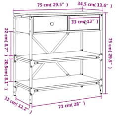 Vidaxl Konzolový stolek dub sonoma 75 x 34,5 x 75 cm kompozitní dřevo