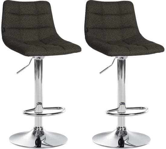 Sortland Barové židle Jerry - 2 ks - látkové čalounění | chrom/tmavě šedá