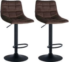 Sortland Barové židle Jerry - 2 ks - samet | černá/hnědá