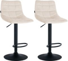 Sortland Barové židle Jerry - 2 ks - samet | černá/krémová