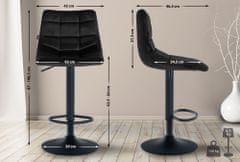 Sortland Barové židle Jerry - 2 ks - samet | černá/černá