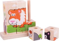 Bigjigs Toys Dřevěné nasazovací kostky ANIMALS
