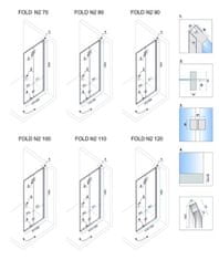 REA Skládací sprchový kout rea fold n2 modulární 80x110 (KAB-00009)