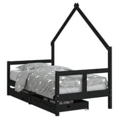 Greatstore Dětská postel se zásuvkami černá 80x160 cm masivní borové dřevo