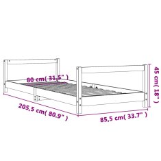 Greatstore Dětská postel 80 x 200 cm masivní borové dřevo