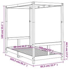 Greatstore Dětská postel 80 x 160 cm masivní borové dřevo