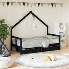 Greatstore Dětská postel se zásuvkami černá 80x160 cm masivní borové dřevo