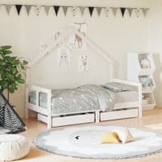 Vidaxl Dětská postel se zásuvkami bílá 80x160 cm masivní borové dřevo