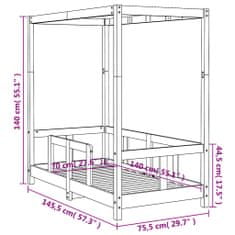 Greatstore Dětská postel 70 x 140 cm masivní borové dřevo