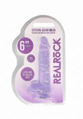 Shots Toys RealRock Crystal Clear 15cm Purple