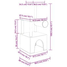 Vidaxl Škrabadlo pro kočky se sisalovými sloupky krémové 109,5 cm