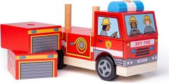 Bigjigs Toys Dřevěné nasazovací hasičské auto FIREMAN