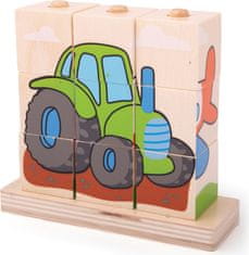 Bigjigs Toys Dřevěné nasazovací kostky CARS