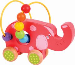 Bigjigs Toys Motorický labyrint na kolečkách ELEPHANT růžový