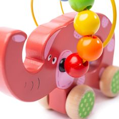 Bigjigs Toys Motorický labyrint na kolečkách ELEPHANT růžový