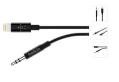 Belkin ROCKSTAR Lightning/3,5mm jack kabel, 0,9m, černý