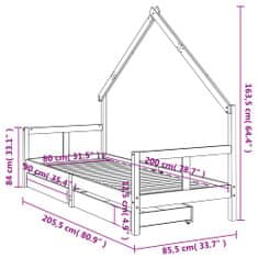 Greatstore Dětská postel se zásuvkami 80 x 200 cm masivní borové dřevo