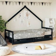 Vidaxl Dětská postel se zásuvkami černá 80x200 cm masivní borové dřevo