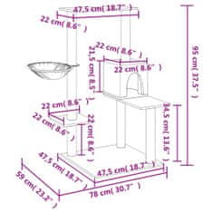 Vidaxl Škrabadlo pro kočky se sisalovými sloupky krémové 95 cm