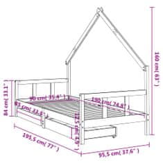 Vidaxl Dětská postel se zásuvkami černá 90x190 cm masivní borové dřevo