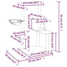 Vidaxl Škrabadlo pro kočky se sisalovými sloupky tmavě šedé 95 cm