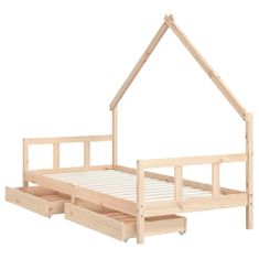 Greatstore Dětská postel se zásuvkami 90 x 200 cm masivní borové dřevo