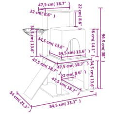 Vidaxl Škrabadlo pro kočky se sisalovými sloupky krémové 96,5 cm