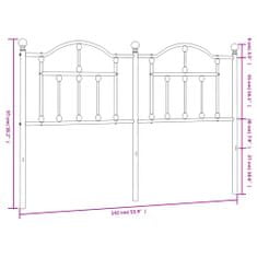 Greatstore Kovové čelo postele černé 135 cm