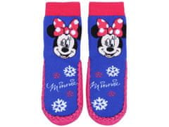 sarcia.eu Modré a růžové, dívčí teplé ponožky s protiskluzovou podrážkou Minnie Mouse Disney 27-28 EU