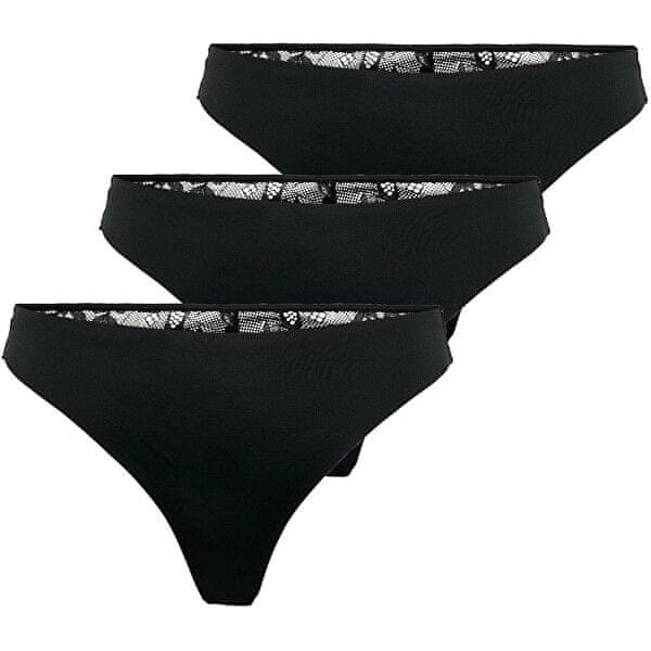 ONLY 3 PACK - dámská tanga ONLCHLOE 15275733 Black