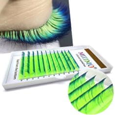 TOJATO Barevné řasy 8-13mm, D curl OMBRE NEON GREEN, STÍNOVANÁ ZELENÁ