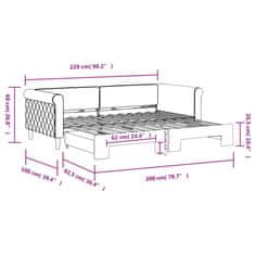 Vidaxl Válenda s přistýlkou modrá 90 x 200 cm samet