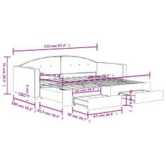 Vidaxl Válenda s přistýlkou a zásuvkami modrá 90 x 200 cm samet