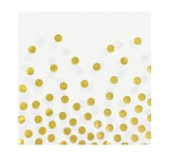 GoDan Papírové ubrousky bílé se zlatými kuličkami - 12 ks
