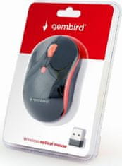 Gembird Gembird MUSW-4B-03-R/Cestovní/Optická/1 600 DPI/Bezdrátová USB/Černá-červená