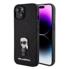 Karl Lagerfeld  Fixed Glitter Metal Ikonik Zadní Kryt pro iPhone 15 Black